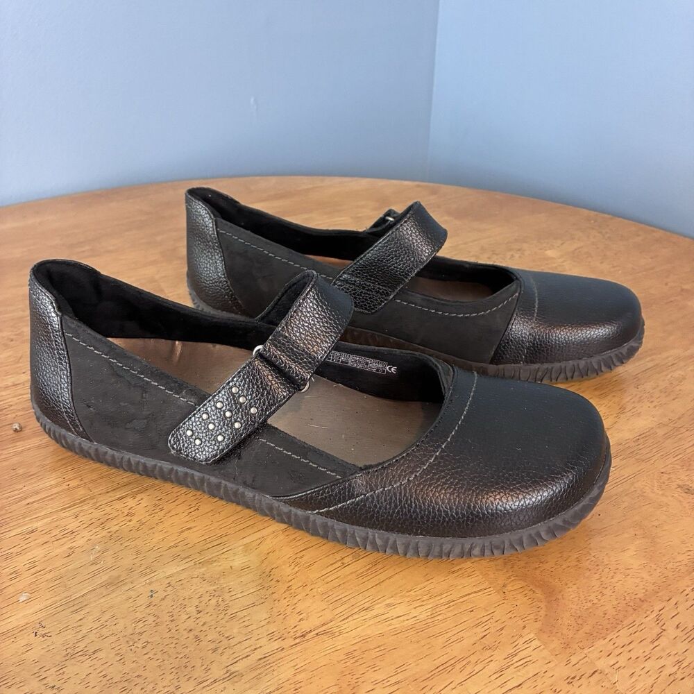 Ortholite Women’s Sara Black Mary Jane Leather Comfort Shoes Size 10